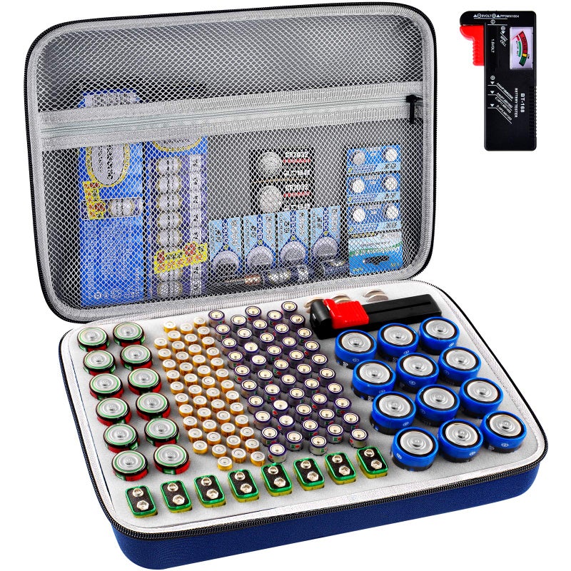 GWCASE Battery Organizer Storage Holder, Batteries Storage Containers Box with Battery Tester Checker. Holds 150+ Batteries AA AAA 9V C D Lithium 3V LR44 CR2016 CR1632 CR2032 CR2025 (Not Includes Batteriesï¼‰ - Image 1